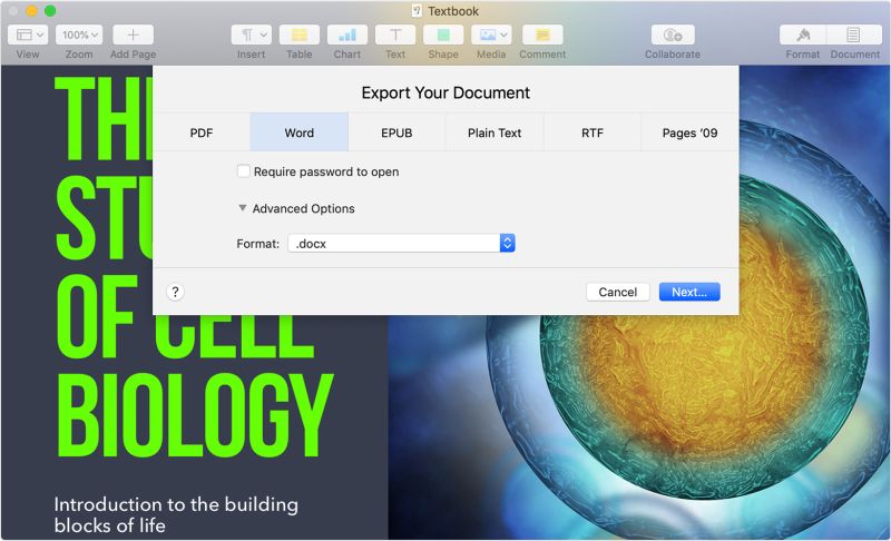 Pages export from Mac