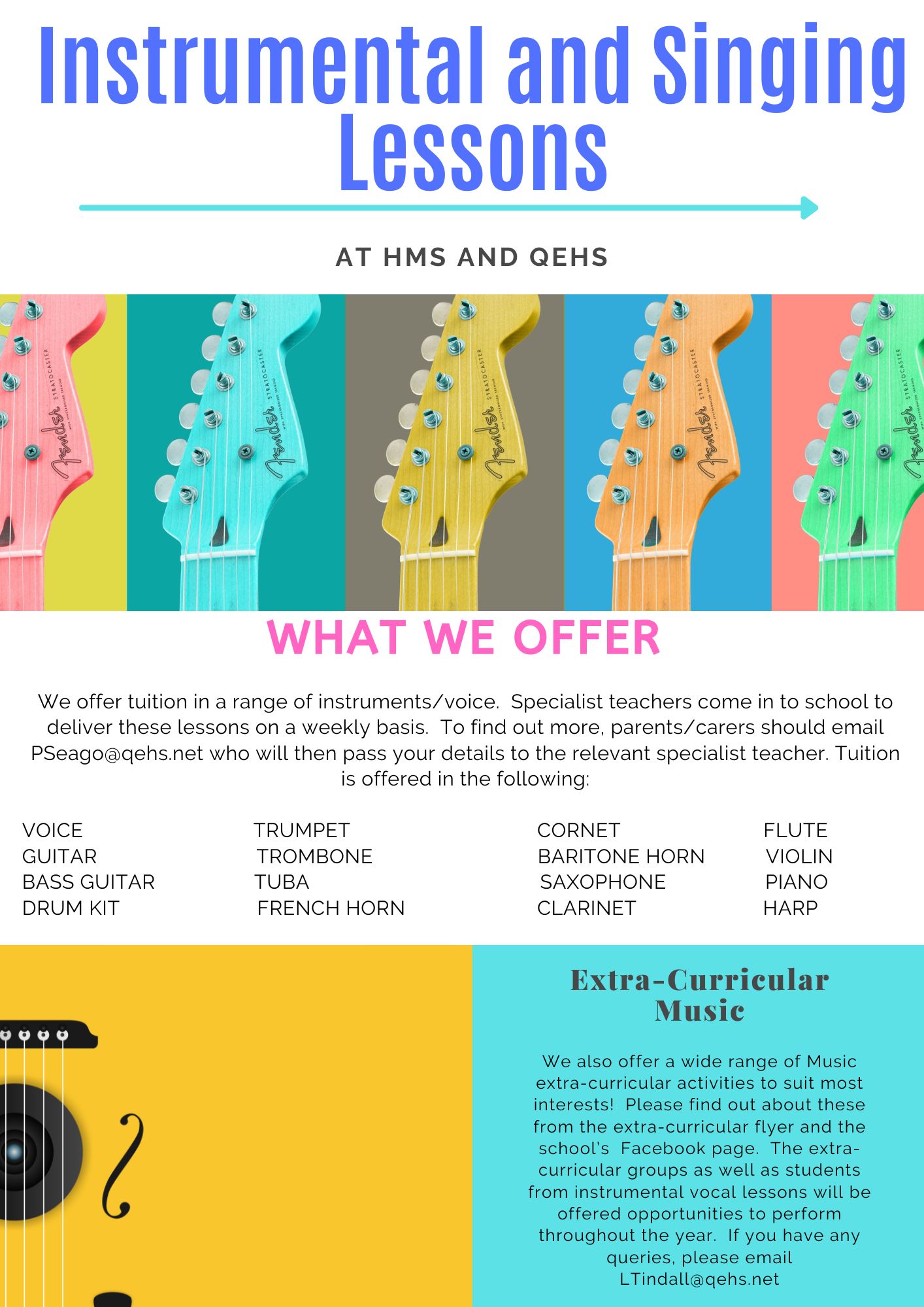 Instrumental & Singing Lessons – Queen Elizabeth High School